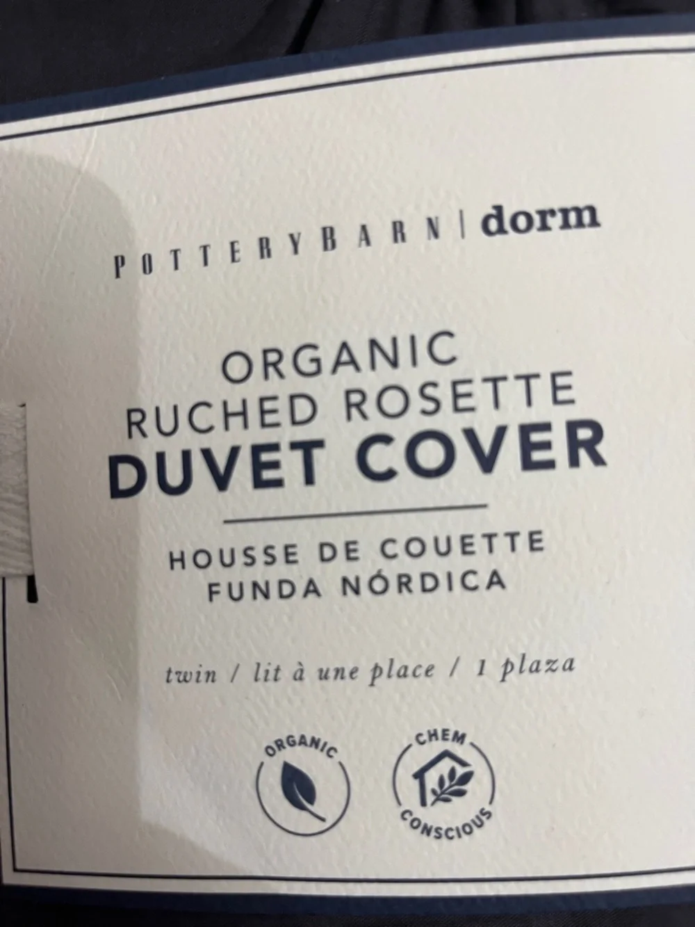 Pottery Barn Organic Ruched Rosette Duvet Cover - Charcoal